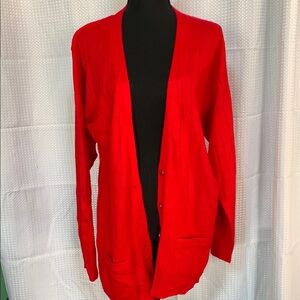 Worthington Essentials womens size small Red Cardigan gold buttons preowned‎